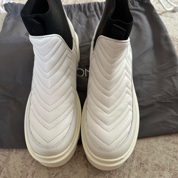 GUCCI Calfskin Nappa Matelasse Frances Chelsea Boots 38 Great White Black - Picture 5 of 15